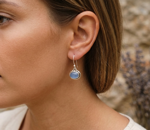 Natural Blue Chalcedony Drop <b>Earrings</b> 925 Sterling Silver Rose Gold Yellow Gold Plated Handmade Gemstone Jewelry for Women Mom - Product Image 3