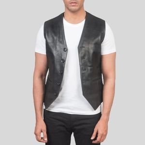 Chaleco de Motociclista Reversible de Lona y Cuero Genuino para Hombre, con Cierre de Cremallera y Bolsillos, Ropa Exterior de Otoño, Transpirable, Anti-UV, Estilo Urbano - Product Image 1