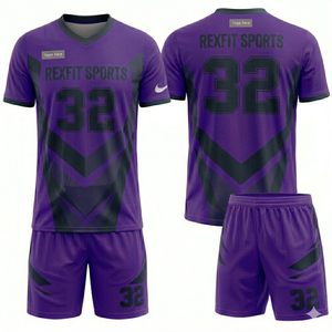 OEM Service <b>Custom</b> Logo Men’s Football REXFIT SPORTS Jersey Shorts Set Athletic Soccer <b>Uniform</b> Training Sportswear Supplier - Product Image 1