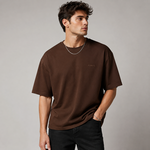 Camiseta de Algodón Marrón Extra Grande para Hombre, Manga Corta, Cuello Redondo, Logotipo Formal en la Parte Delantera, Impresión Digital, Tejido Jersey Transpirable, OEM - Product Image 5