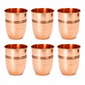 Ensemble de gobelets martelés en cuivre pur faits à la main – Bénéfices ayurvédiques pour la santé – Verres à boire pour la maison, l'hôtellerie et les centres de bien-être - Product Image 1
