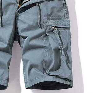 Shorts cargo sportifs pour hommes, fermeture à cordon, coupe ample en toile, vêtements utilitaires d'été pour l'extérieur, motif uni, haute qualité. - Product Image 2