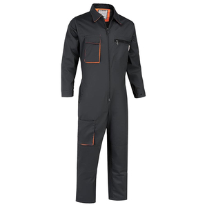 Summer Work <b>Clothes</b> Breathable Polyester Mechanic Electrician Workwear Black Cotton Orange Trim Resistant Mechanic Uniform - Product Image 3