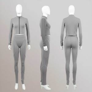 Conjunto Deportivo de Dos Piezas para Mujer, Chaqueta Corta y Pantalones para Correr, Conjuntos Deportivos con Cierre, Tallas Grandes, Trajes Deportivos Personalizados para Mujer - Product Image 2