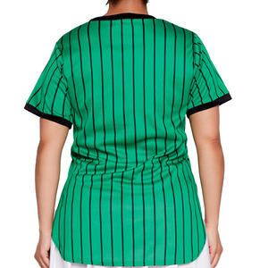 Custom Sublimation Women’s Pinstripe American Football Jersey T Shirt Athletic Streetwear Team Graphic Top OEM ODM Wholesale USA - Product Image 2