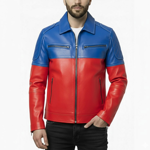 <b>Men</b> Leather <b>Jacket</b> Racer Style Outdoor Wear Smooth Zipper <b>Lightweight</b> Comfortable Fit <b>Jacket</b> OEM Wholesale <b>Men</b> Leather <b>Jacket</b> - Product Image 1