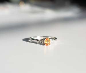 Citrine <b>Ring</b> 925 Sterling Silver Gemstone <b>Ring</b> With Cubic Zirconia Accents November Birthstone Elegant <b>Ring</b> - Product Image 2