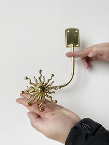 Elegant <b>Gold</b> Sunburst <b>Curtain</b> <b>Holdback</b> Hook Decorative Wall Mounted Drapery Holder For Special Occasion And Home Decor Styling - Product Image 3