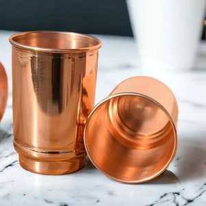Ensemble de verres en cuivre pur martelé avec base sur pied pour eau, vaisselle, fournitures pour hôtels et restaurants - Product Image 4