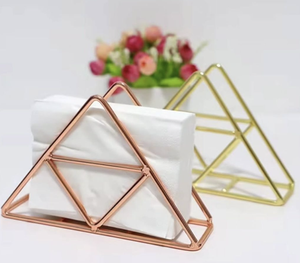 Creative 2 Slot Iron Napkin <b>Holder</b> with Round Base Rose Gold Copper Paper Dispenser Stand for <b>Kitchen</b> Countertop Napkin <b>Holder</b> - Product Image 4