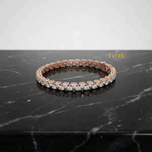 Bracelet tennis luxueux en or rose plaqué argent avec diamants de laboratoire, élégance classique pour femme, idéal pour fiançailles, mariage, anniversaire - Product Image 1