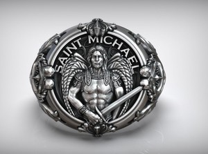 Bague Saint-Michel en argent sterling 925 de luxe, design épée d'ange guerrier, bijou fantaisie antique pour homme et femme - Product Image 4