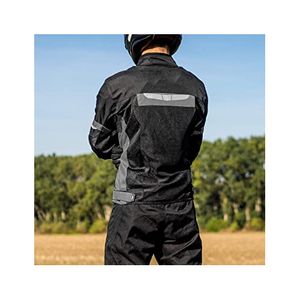 Veste de moto pour homme, manches longues, impression réfléchissante, coupe-vent, couleurs contrastées, polyester, toutes saisons, équipement de conduite pour adultes - Product Image 5
