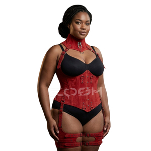 Ensemble de corset en daim rouge de qualité supérieure - Product Image 1