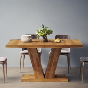 47-Inch <b>Walnut</b> Brown Farmhouse Wooden Dining <b>Table</b> for 4 Heavy Duty Pedestal Kitchen Dinner <b>Table</b> - Product Image 2