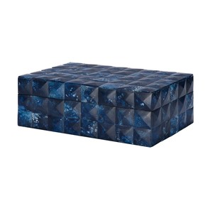 Boîte à bijoux rectangulaire artisanale indienne en résine noire et blanche avec couvercle en MDF, style américain, légère, capacité 3-6L, tendance - Product Image 3