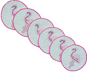 Sous-verres Flamingo Perlés Écologiques de Luxe Personnalisables – Lot de 6 – Cadeau de Pendaison de Crémaillère par Whimsy Art Craft - Product Image 5