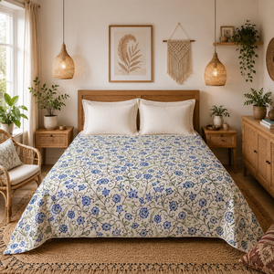 Cubrecama de Algodón Bordado con Diseño Floral Cachemirí, Hecho a Mano, Lavable, Duradero y Ecológico, Decoración para el Hogar - Product Image 3