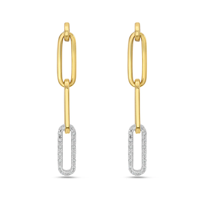 0.27 CT Lab Grown Diamond 18K Gold Link Earrings for Engagement-Luxury Modern Geometric Design - Product Image 2