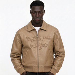 Chaqueta Varsity de Cuero Personalizada para Hombre, Chaqueta Bomber de Cuero con Estampado Gráfico Personalizado, Mangas de Lana y Cintura Ajustada - Product Image 2