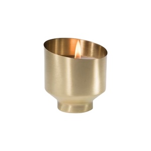 Luxurious High Quality Pure Brass Candle <b>Jar</b> with Cut Shape Design Decorative Candle Vessels - Product Image 1