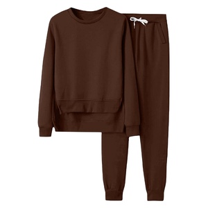 Femmes décontracté coupe ample deux pièces sweat ensemble couleur unie survêtement brodé velours doublé épaissi cou Long bouton - Product Image 4
