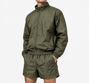 Custom Men's Lightweight Polyester/Cotton Windbreaker 2-Piece Zip-Up Hooded Track Jacket Shorts <b>Set</b> Breathable Quick Dry High - Product Image 6