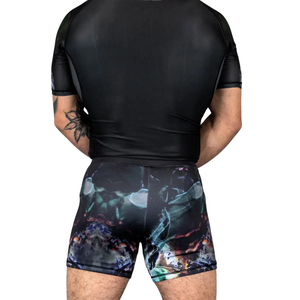 Shorts de compression sportifs pour hommes avec imprimé par sublimation, séchage rapide, taille élastique, taille mi-haute, longueur courte - Product Image 2