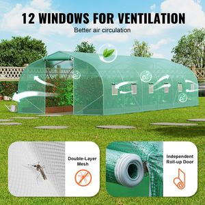 Porta con cerniera per Tunnel in acciaio zincato da 29,5x9,8x6,6 piedi 12 finestre con coperchio in PE verde avvolgitore per esterno caldo - Product Image 6