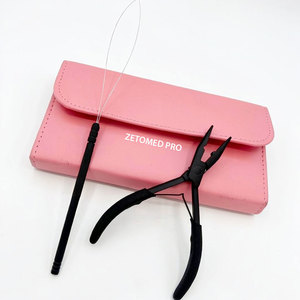 Black Matte Hair <b>Extension</b> Micro <b>Beads</b> Plier Set Professional Use with Hair Section Steel Clips with Loop and Finger For Hair - Product Image 5