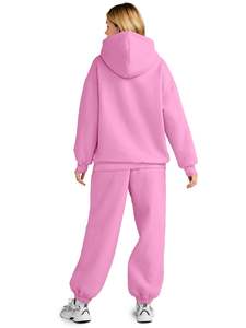 womens <b>pink</b> <b>tracksuit</b> oversized pullover hoodie and jogger pants set casual fleece activewear winter two piece gym sports outfit - Product Image 6