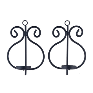 Black Scrollwork <b>Wall</b> <b>Sconce</b> <b>Candle</b> Holder Set Metal Decorative Hanging Fixture With Acrylic Cups <b>For</b> Living Room Hallway Decor - Product Image 4