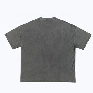 T-shirt gris surdimensionné pour homme 100 % coton, manches courtes, col rond, jersey décontracté, sergé tricoté, uni, respirant, 220 g, logo personnalisé sur le devant - Product Image 2