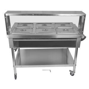 Scaldavivande Professionale a 6 Scomparti in Acciaio Inox, Tavolo Elettrico a Vapore per Buffet e Catering con Controllo Manuale della Temperatura - Product Image 4