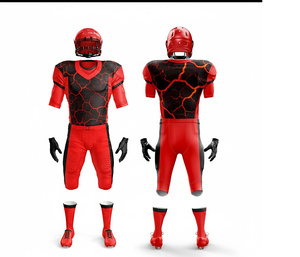 Maillot de football américain personnalisé avec design par sublimation |   Ensemble de football avec maillot et pantalon |   Vêtements de sport en polyester respirant - Product Image 1