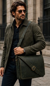 Gravs Premium Genuine Leather Full Grain Distressed Vintage Large Capacity Messenger Bag LM-02DFG Men's Laptop Shoulder - Product Image 4