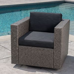 Sedia da Patio Girevole PUERTA MP1 con Cuscini, Singola, Mix Nero/Grigio Scuro, Elegante Sedia da Giardino - Product Image 2