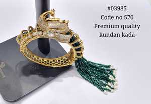 Peacock 03985 Kundan <b>Bangle</b> Gold Plated Zircon Stone <b>Bracelet</b> Pearl Tassel Jewelry for Bridal Wedding Party - Product Image 2