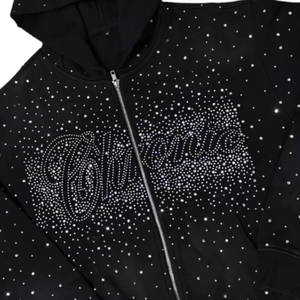 Sudaderas con capucha negras con pedrería para hombre, sudaderas con capucha de lujo con cremallera y cristales, ropa de calle brillante con diamantes, sudaderas de invierno a la moda para hombre - Product Image 6