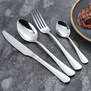Juego de cubiertos de acero inoxidable con cabeza cuadrada y mango de bambú, cuchara, tenedor, cuchillo, vajilla - Product Image 3