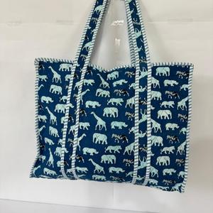 Handmade Safari Animal Print Quilted Cotton Shoulder Bag Women Large Capacity Travel Tote - Product Image 2