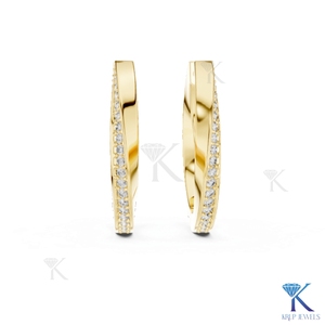 Pendientes de Aro con Diamantes CVD Cultivados en Laboratorio, Diseño Trenzado, Engastados en Oro Sólido de 14K, Joyería Fina de Lujo para Mujer, Boda, Novia - Product Image 3