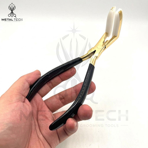 Gold <b>Titanium</b> Hair Extension Tape Press Pliers, <b>Black</b> Dip Coated Grip, White Silicone Jaws, Professional Sealing Tools - Product Image 3