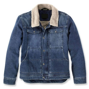 <b>Men's</b> Vintage Wash Denim <b>Jacket</b> with Sherpa <b>Shearling</b> Collar Breathable Multi Pocket Snap Button Winter Denim <b>Jacket</b> - Product Image 4