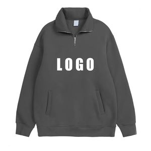 Wholesale Stand Collar Men Coat Hoodie Half Zipper Long Sleeve Hoodie Fashion Design Casual Pullover 1/4 zip hoodie quarter zip - Product Image 3