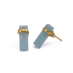 Pendientes de Barra Rectangular de Amazonita Natural, Hechos a Mano, Chapados en Oro, Estilo Minimalista, Geométricos, Modernos para Mujer - Product Image 2
