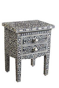 Ensemble de table basse moderne en résine à motif floral, peint à la main, artisanat indien écologique, poli à la main - Product Image 2