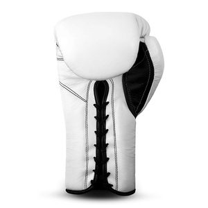 Guantes de Boxeo de PU de Diseño Personalizado, Color Blanco, Equipo de Combate, Guantes de Boxeo con Cordones y Logotipo Personalizado - Product Image 3
