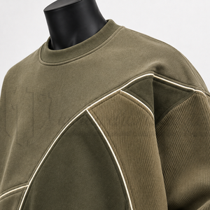 Sudadera Oversize de Cuello Redondo para Hombre, Tejida con Parches, Color Sólido, Estilo Casual, Ropa Urbana de Otoño - Product Image 6