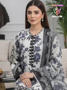 Trajes Shalwar Kameez de algodón de primera calidad para mujer, diseño de Shalwar Kameez, trajes de algodón estampados, salwar kameez pakistaní. - Product Image 2